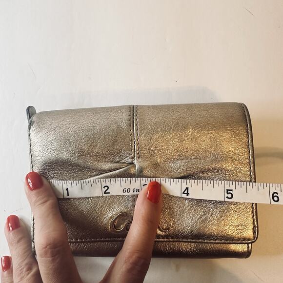 Coach Ashley Leather Pleated Bi-fold Wallet Bronze Metallic Gold W/zipper - Picture 11 of 11